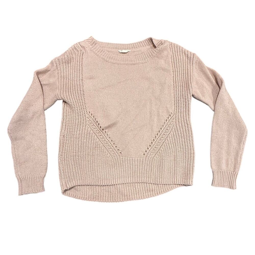 Aeropostale Women's Size Small Blush Pink Pointelle Chevron Open Knit Sweater